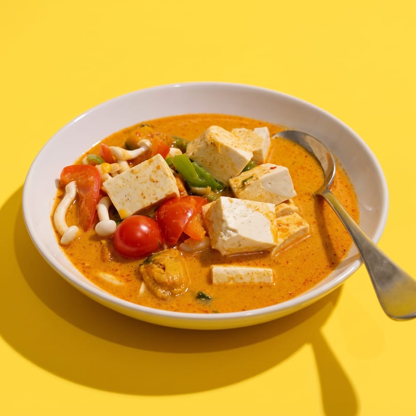 Red curry with tofu and vegetables